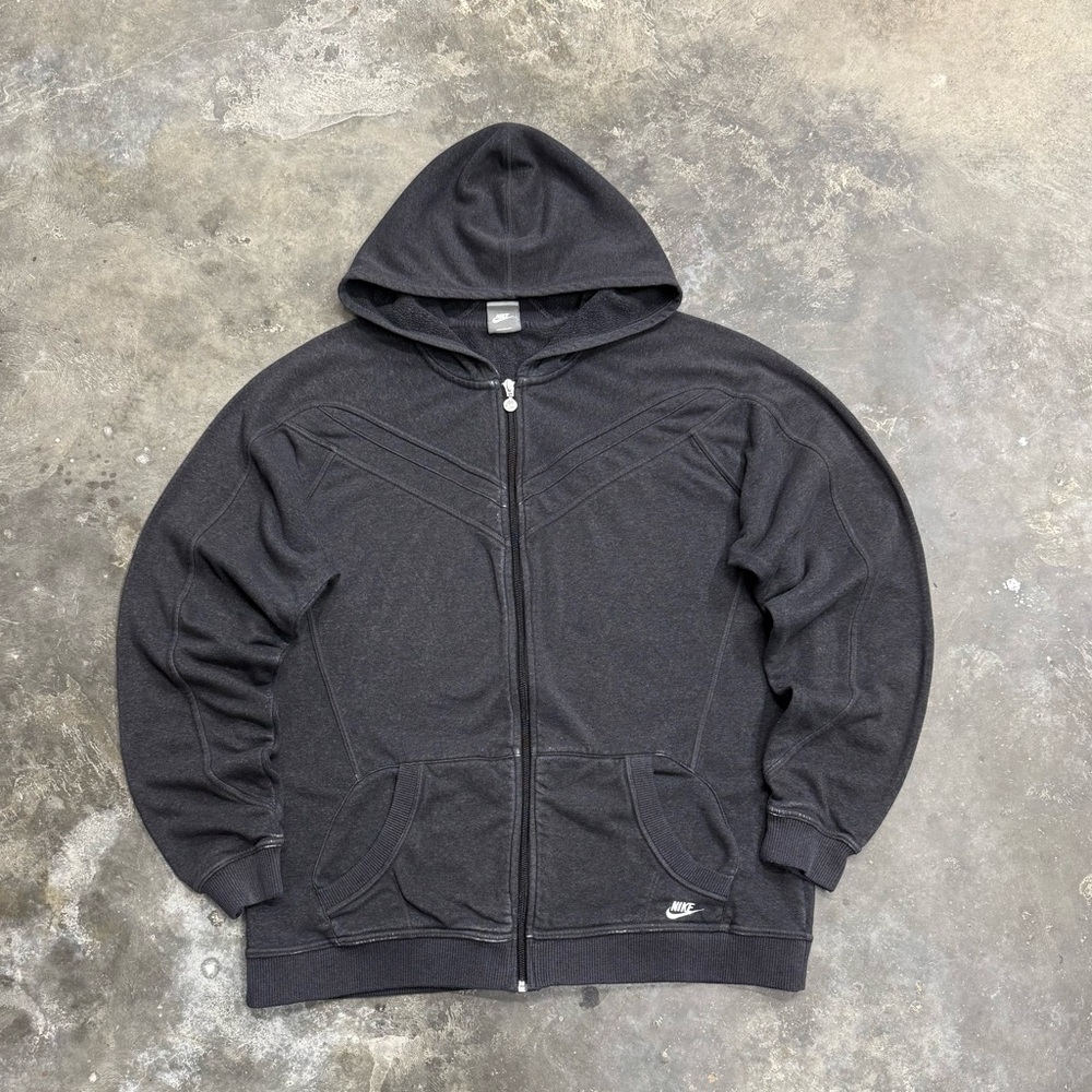 Vintage Nike Full Zip Hoodie Dark Grey Embroidered Swoosh